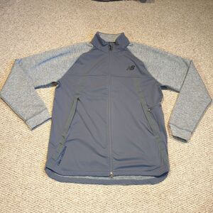 New Balance Heat Full Zip Jacket Mens XL Gray Softshell Hybrid Pockets Running